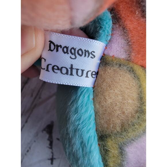 Dragon Stuffed Animal Plush 13in Tall Floral Pattern Possibly Handmade - Picture 7 of 9